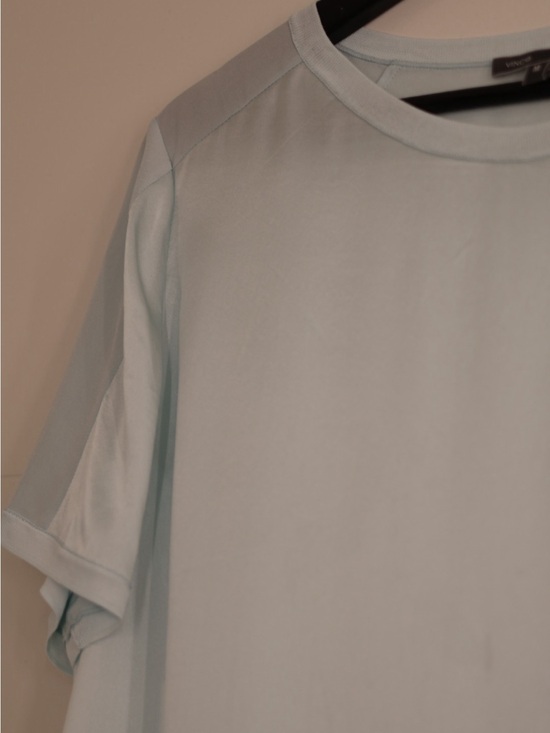 Vince Tops - Vince 100% Silk Light Blue Short Sleeve Blouse Top Size Medium